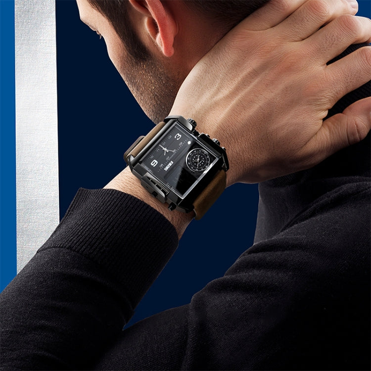 skmei-1391-multifunctional-men-business-digital-watch-30m-waterproof-square-dial-wrist-watch-with-leather-watchbandblack